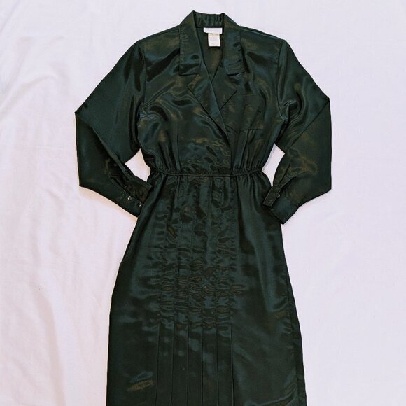 Vintage Personal Image Dress Size 12 Black Collared Pleated - Picture 5 of 7